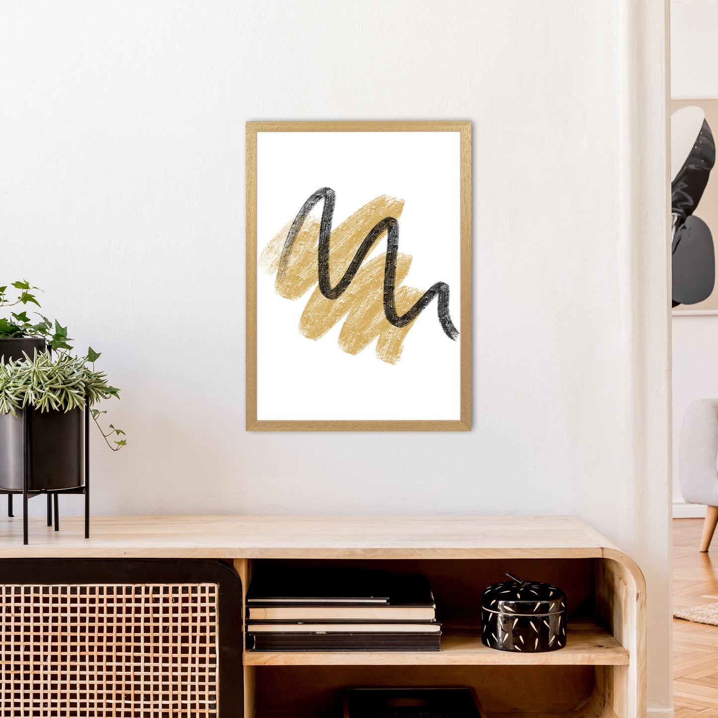 Rynx | Dalia Chalk Gold And Black Scribbles Art Print by Pixy Paper