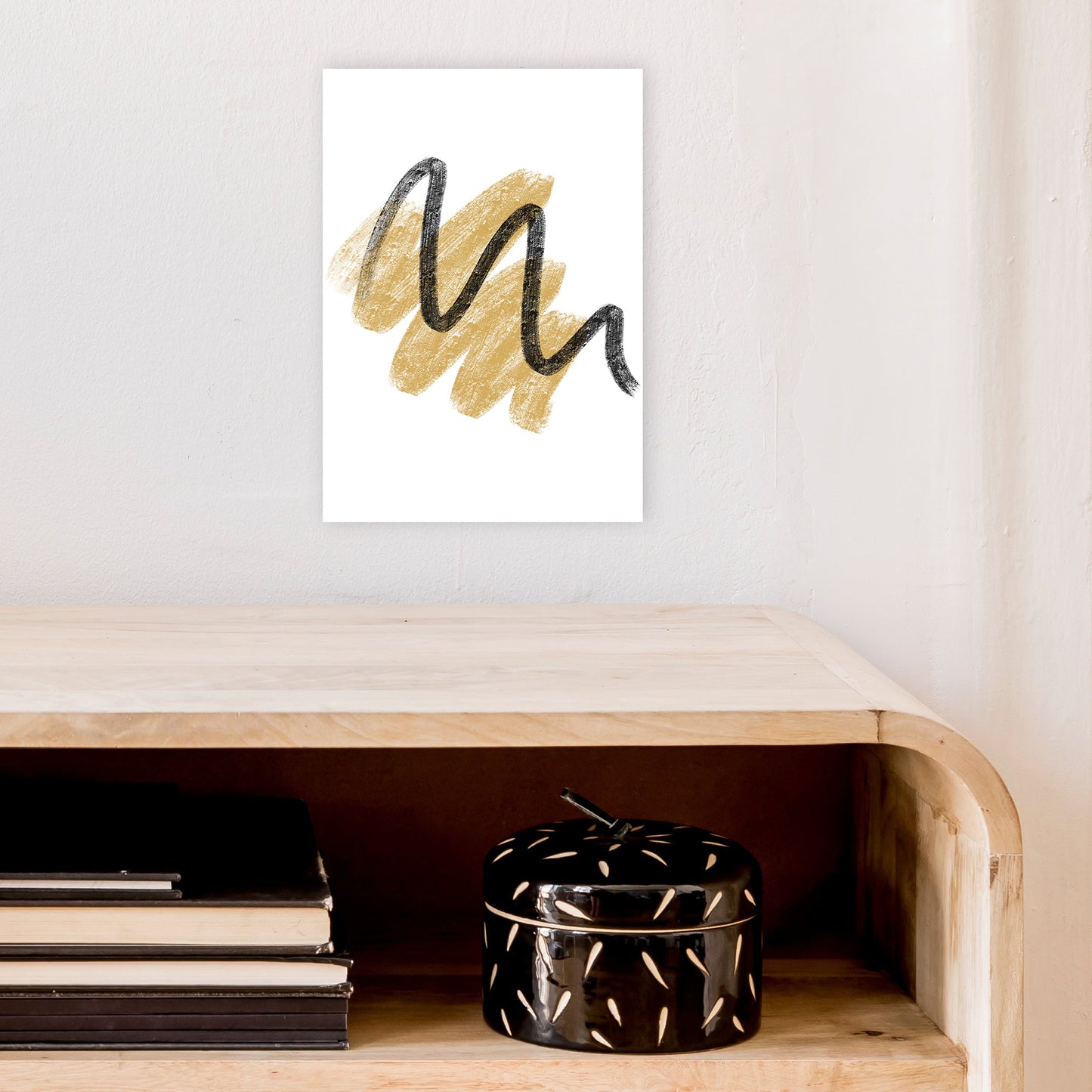 Rynx | Dalia Chalk Gold And Black Scribbles Art Print by Pixy Paper