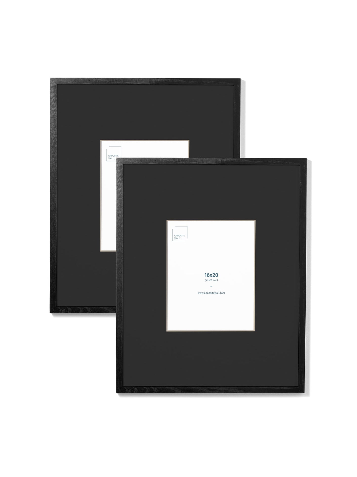 Rynx | Black Oak 2-Pack 16x20 Picture Frame Set with Black Mats – 8x10 Opening