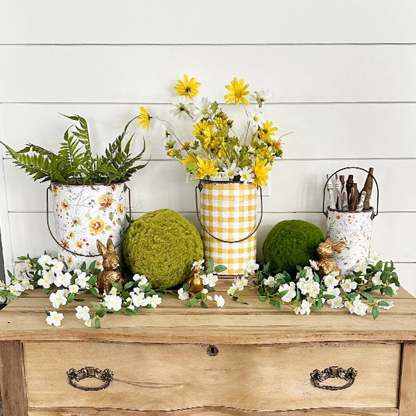 Rynx | Worn patterned metal buckets, set of 3