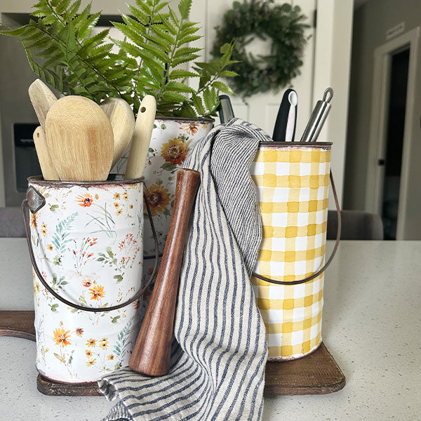 Rynx | Worn patterned metal buckets, set of 3