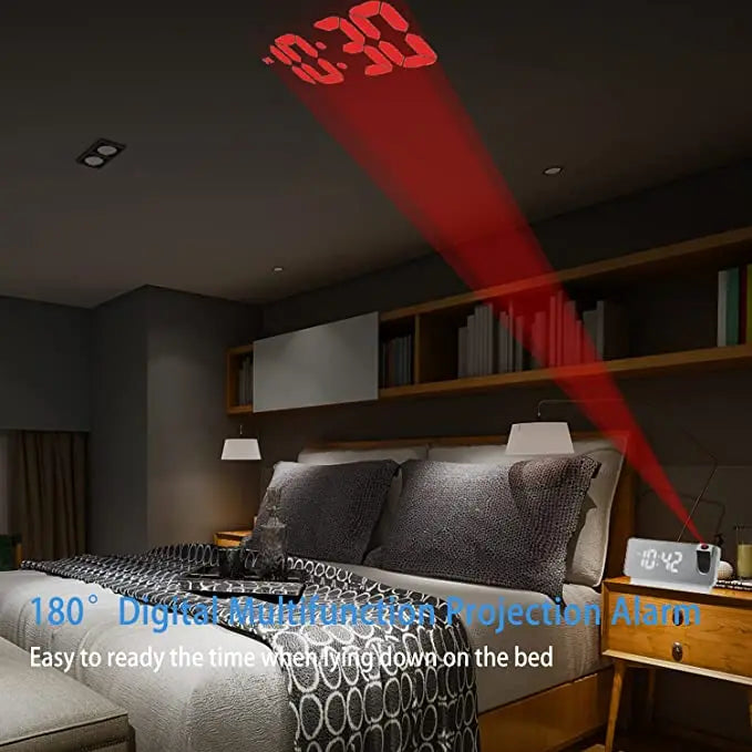Rynx | Projection alarm clock with mirror display and large LED screen