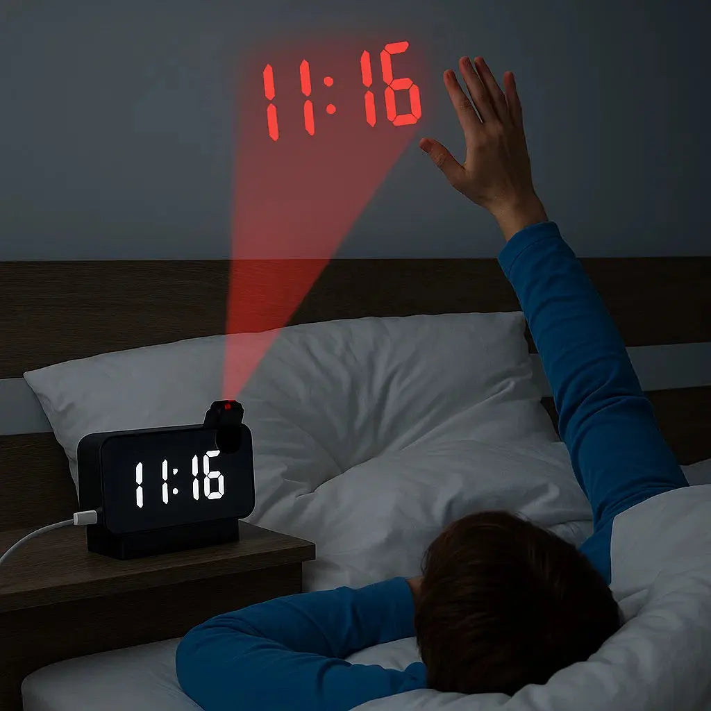 Rynx | Projection alarm clock with mirror display and large LED screen