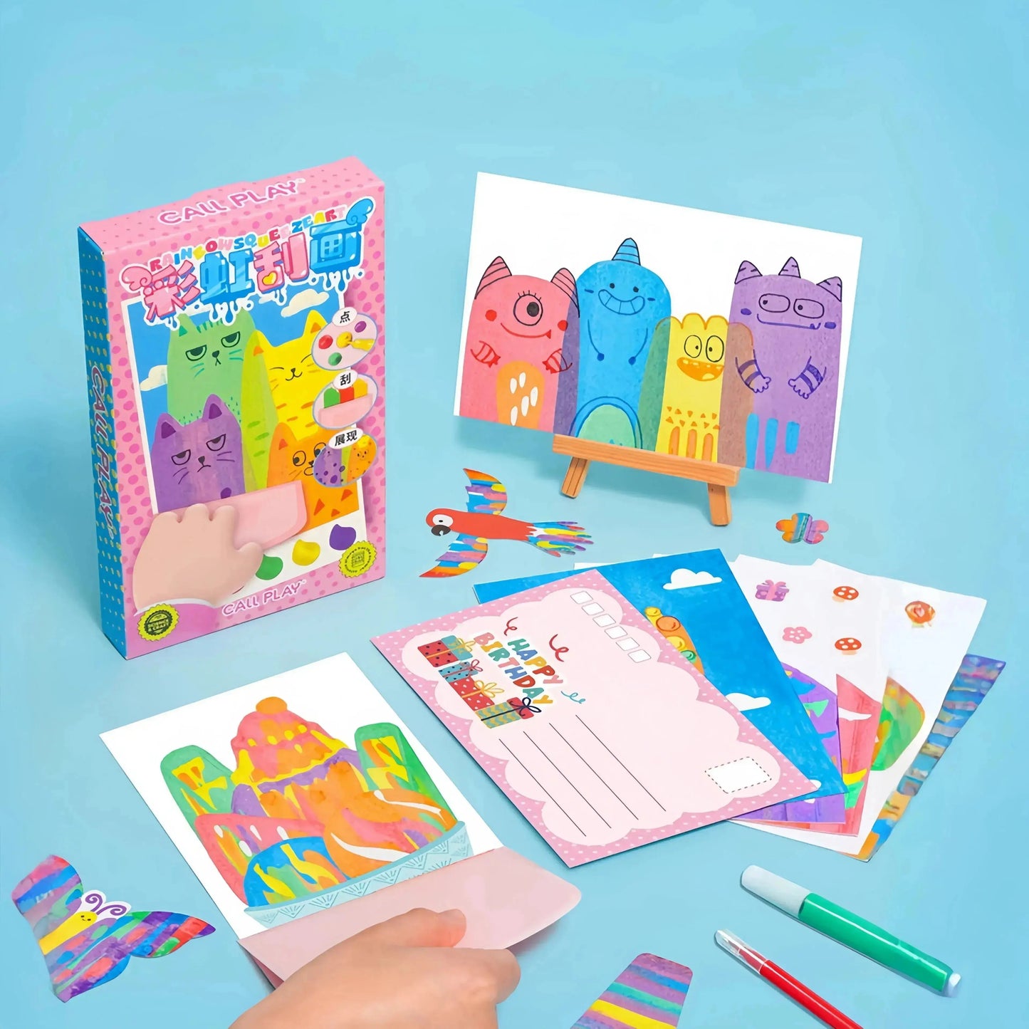 Rynx | Rainbow Scratch Art Set – Creative Fun & Postcards in One