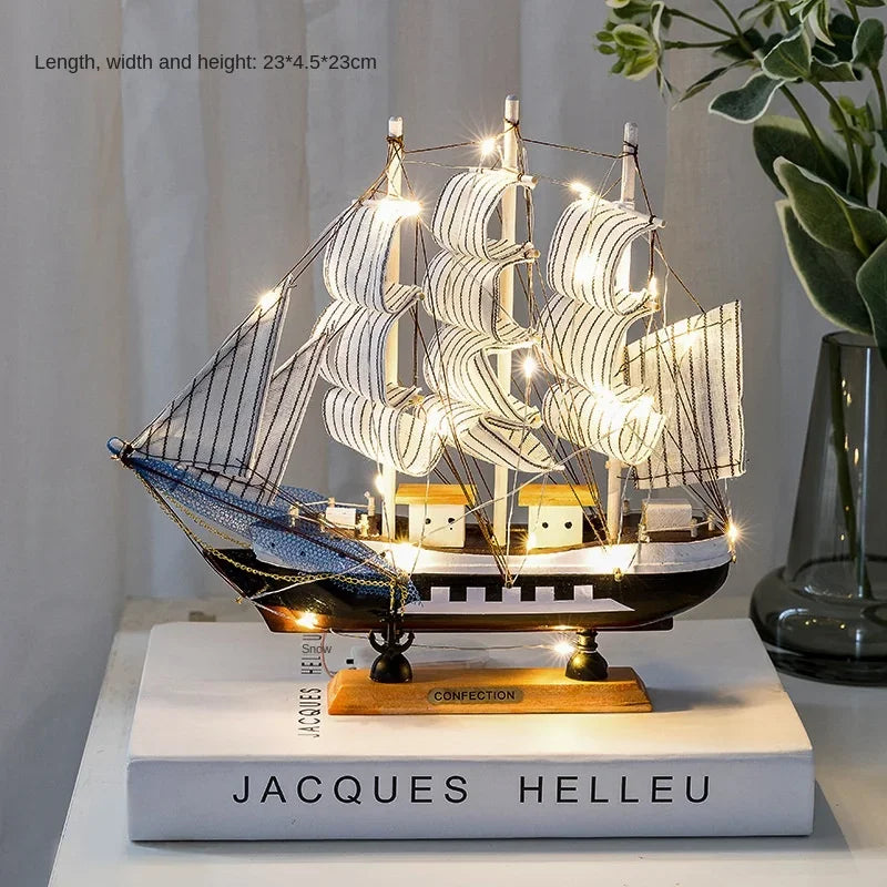 RYNX | New Wooden Sailing Boat Model Office Living Room Decoration Craft Nautical Decoration Creative Model Home Decor Birthday Gift