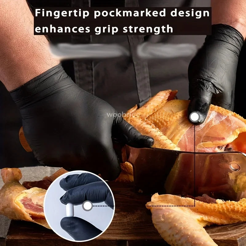 Rynx | Disposable Black Nitrile Gloves - Pack of Kitchen, Cooking, Tattoo, Car Washing, and Household Cleaning Work Gloves
