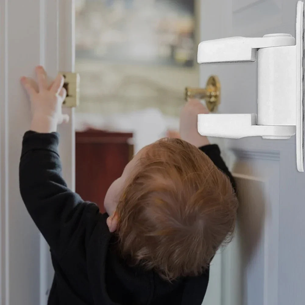 Rynx | Universal Child Safety Door Lever Lock | Rotation-Proof Adhesive Security Latch | Professional Baby Proofing Solution
