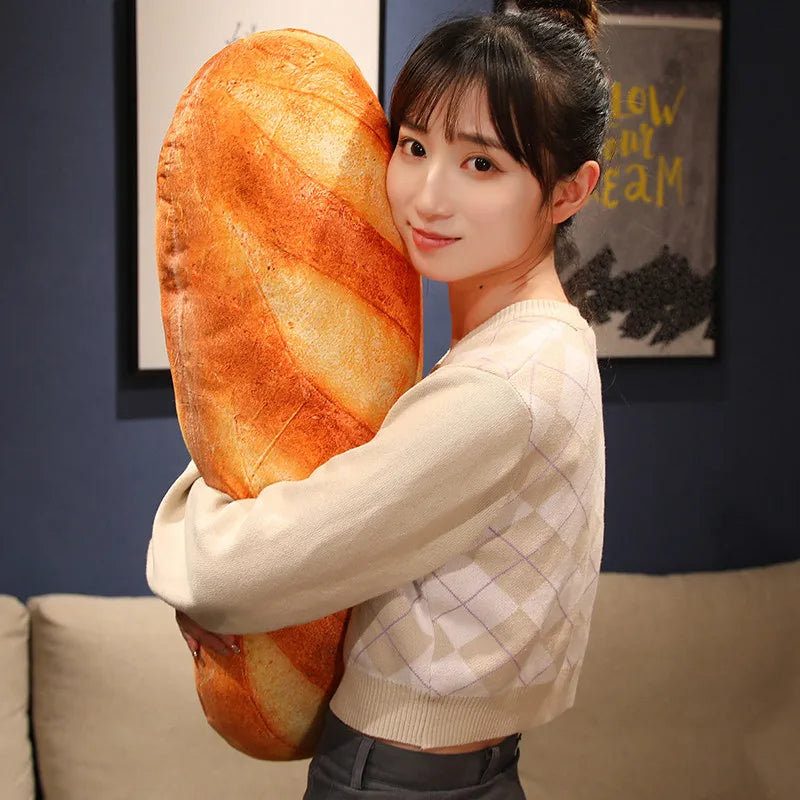 Rynx | French Bread Plush Pillow - Stuffed Food Plushie with Printed Images, Party Prop Decor, Perfect Sleeping Companion and Gift for Him