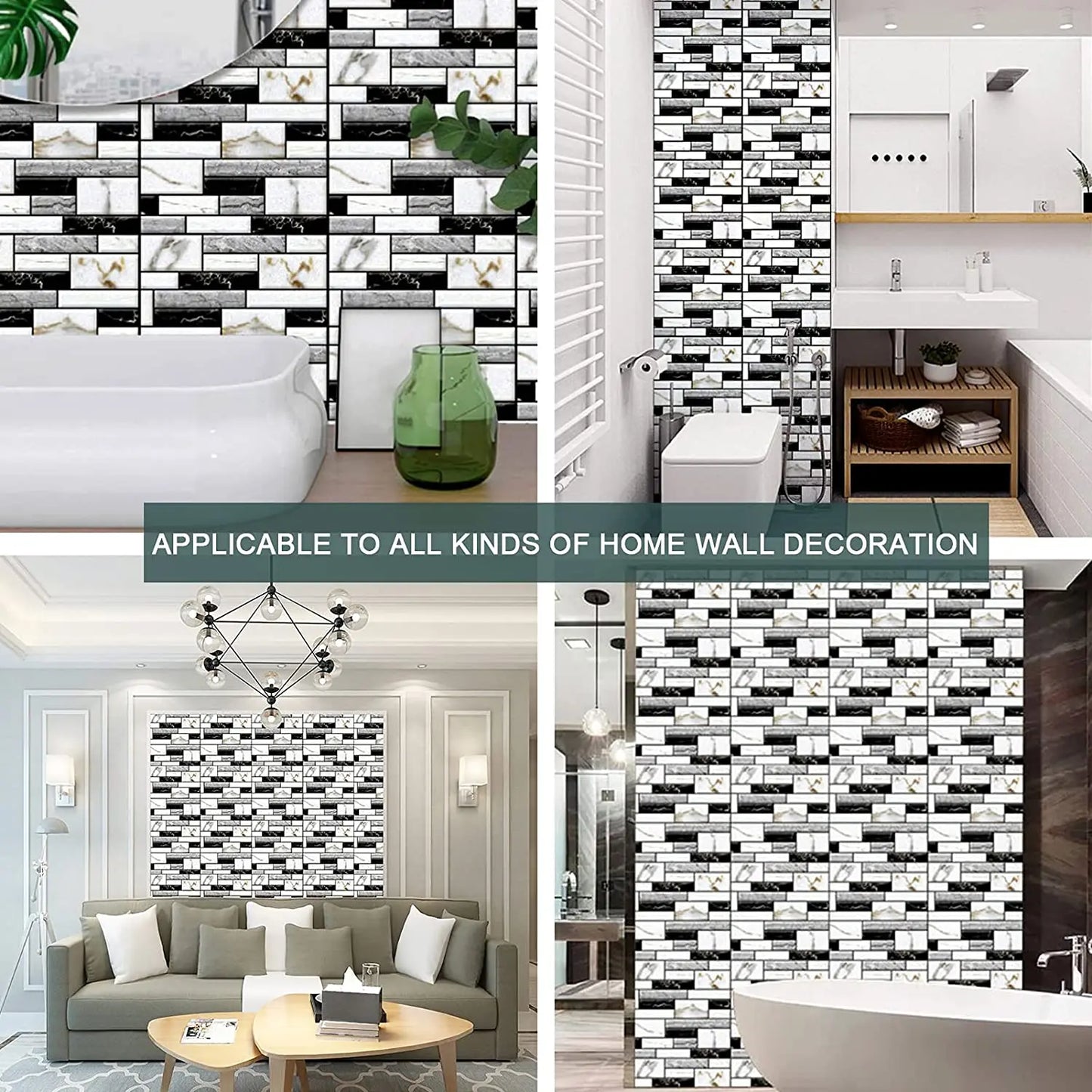 Rynx | Self-Adhesive Tile Wall Sticker | 3D PVC Covers for Kitchen Cupboard Bathroom | Waterproof Home Decor Wallpaper