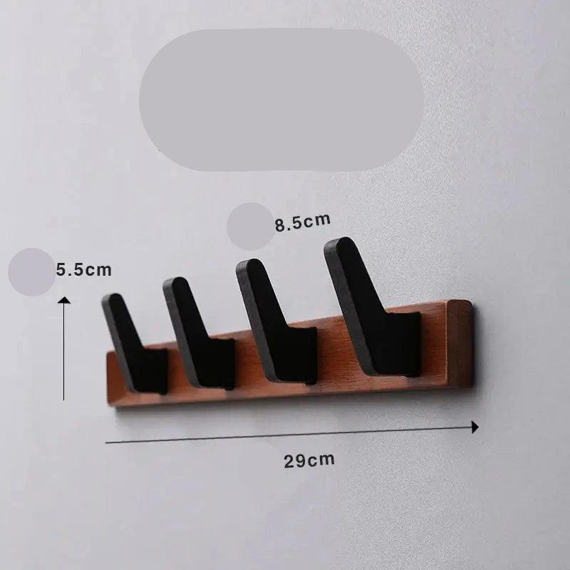 Rynx | Stylish wall coat rack made of solid wood for elegant home organization F 4 Hooks