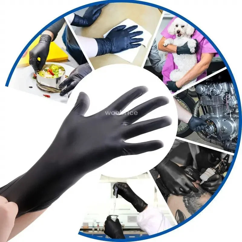 Rynx | Disposable Black Nitrile Gloves - Pack of Kitchen, Cooking, Tattoo, Car Washing, and Household Cleaning Work Gloves