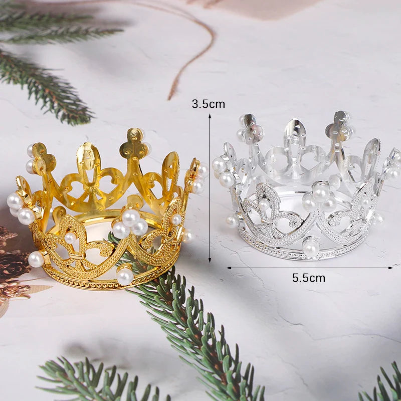 Rynx | Mini Pearl Crown Cake Topper – Romantic Garland & Hair Ornaments for Birthdays, Weddings & Parties