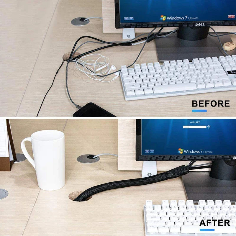 Rynx | 10M Black Insulated Braid Sleeving - PET Wire Cable Protection Sleeve, Flame-Retardant Nylon Tube - 4-30mm Tight Cable Gland