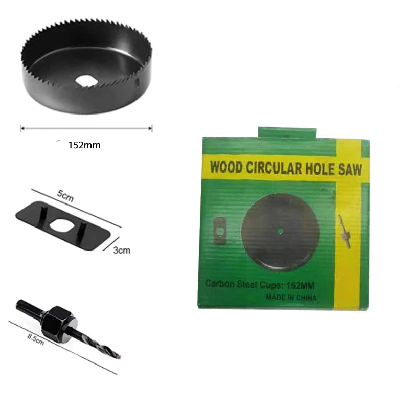 Rynx | Hole Saw Kit: 2/3/6/8/13/16PCS Set with Mandrels, Hex Key & Storage Box - Ideal for Soft Wood & PVC Board