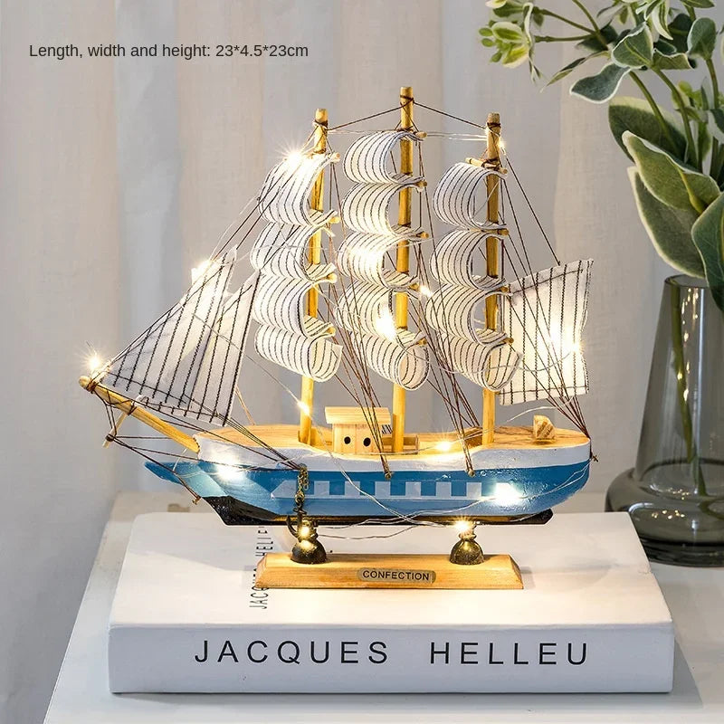 RYNX | New Wooden Sailing Boat Model Office Living Room Decoration Craft Nautical Decoration Creative Model Home Decor Birthday Gift