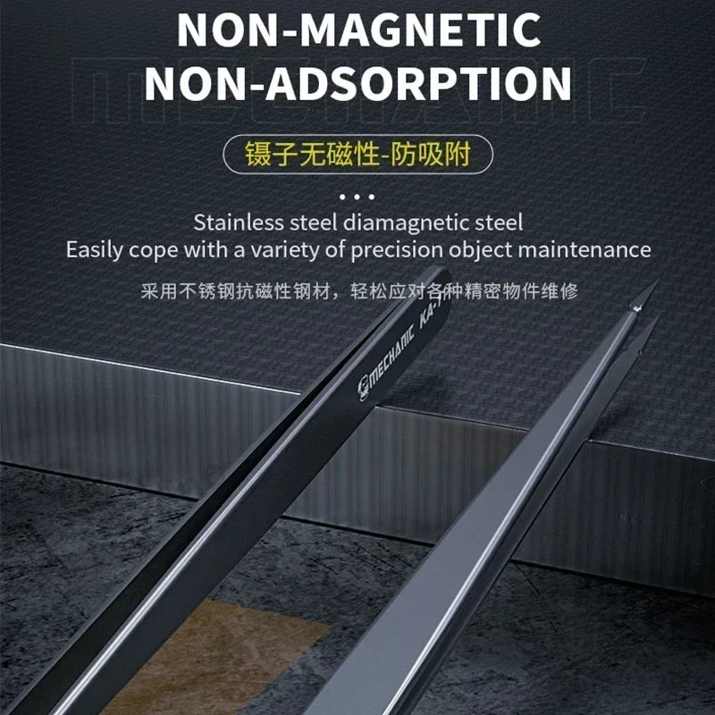 Rynx | MECHANIC KA-11 Precision Micrometer Tweezers - Special Pointed, Non-Magnetic and Anti-Adsorption for Electronic Components and Flying Wire