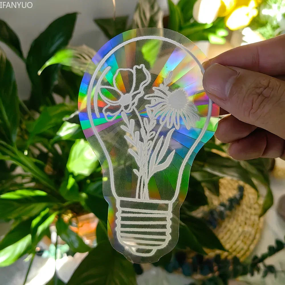Rynx | PVC Self-Adhesive Glass Window Stickers | Sun Catcher Cat Moth Energy Suncatcher | Rainbow Prisms Sunlight Decals