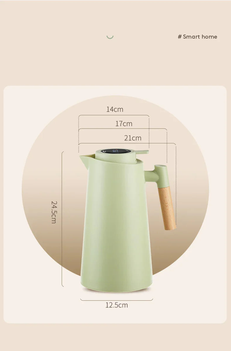 Rynx | Thermos Flask - Temperature Display - Wooden Handle - Stylish And Functional