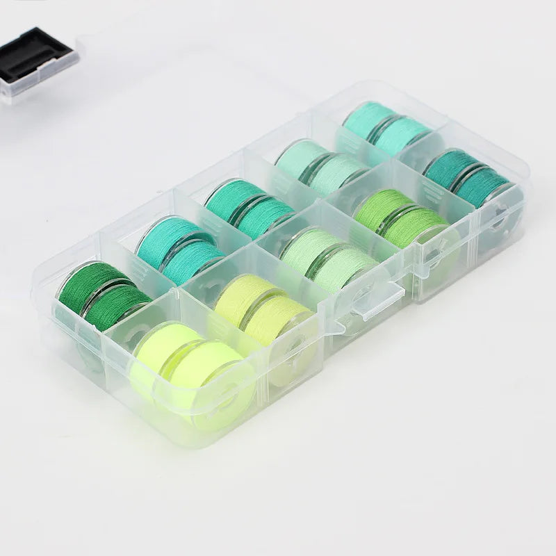 Rynx | 25/20 Colors Set Bobbin Thread Polyester Spools - Sewing Machine Bobbins with Storage Box for Embroidery and Sewing Accessories