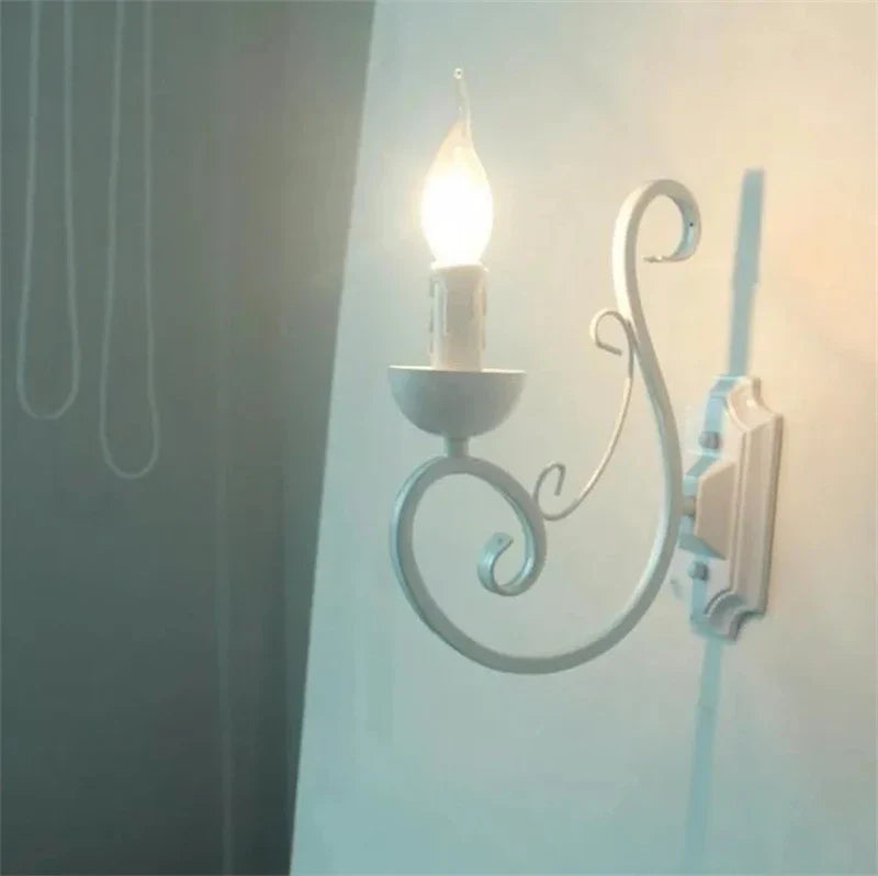 Rynx | VintageGlow - White Metal Wall Lamp With Candle E14