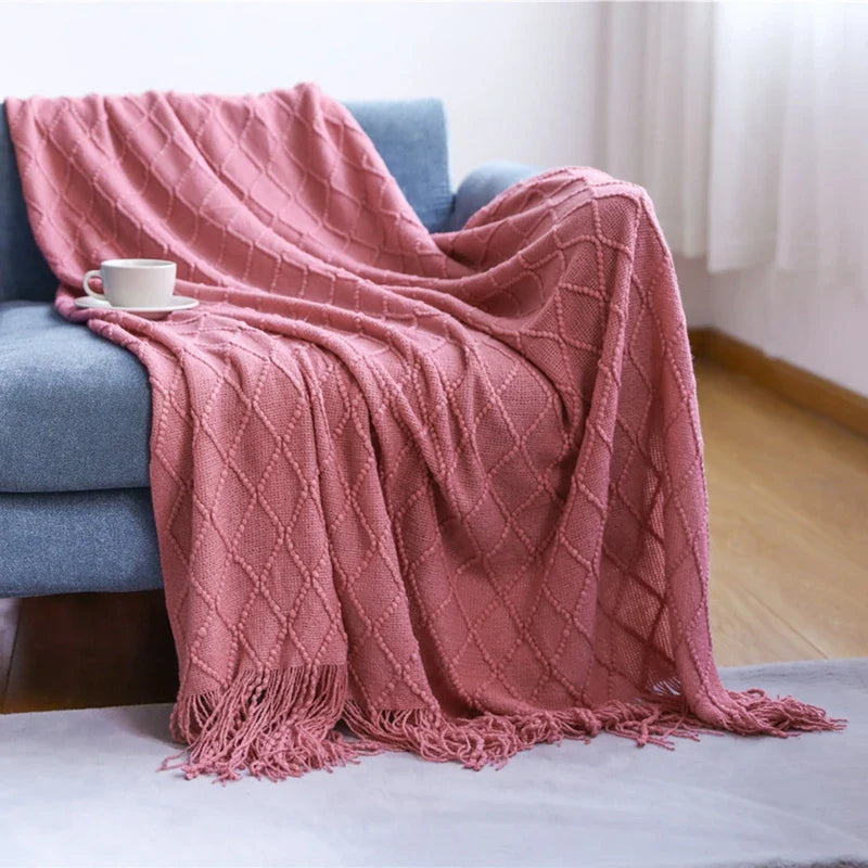 Rynx | purple diamond knit blanket