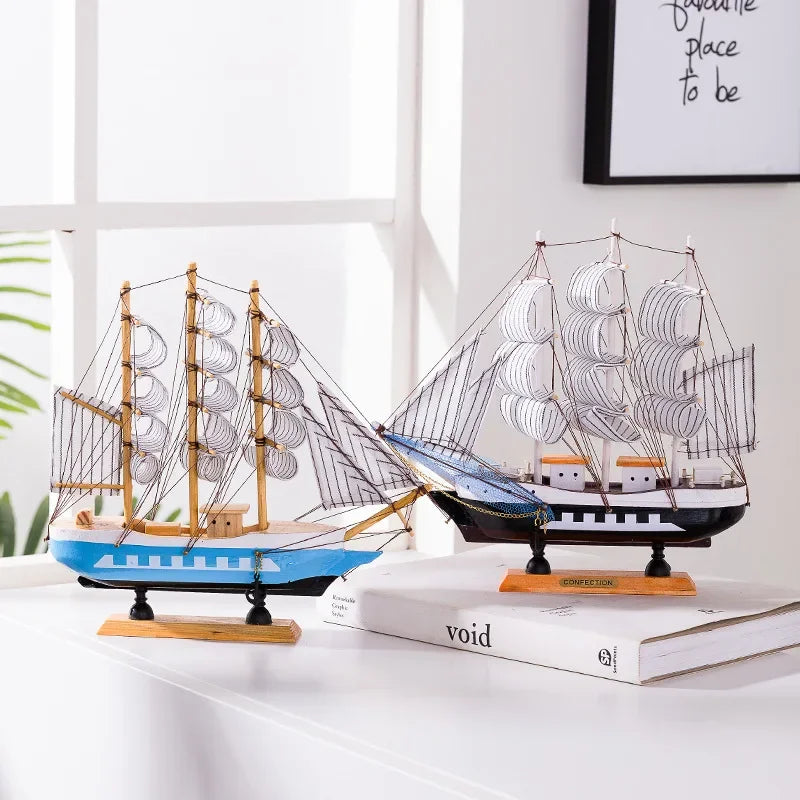 RYNX | New Wooden Sailing Boat Model Office Living Room Decoration Craft Nautical Decoration Creative Model Home Decor Birthday Gift