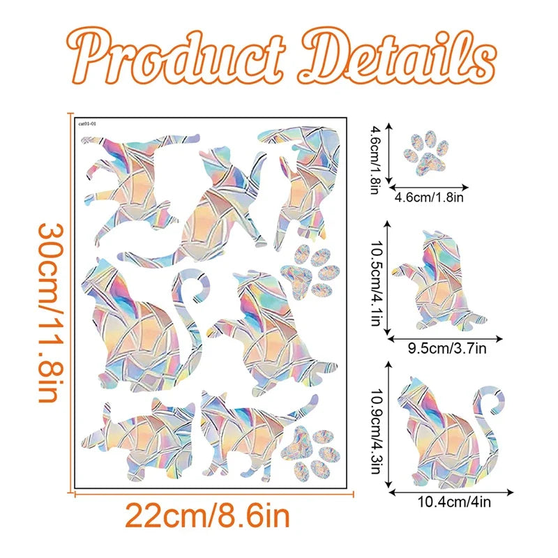 Rynx | PVC Rainbow Suncatcher Window Stickers | Cat Butterfly Prism Glass Wall Decal | Home Kids Bedroom Decoration