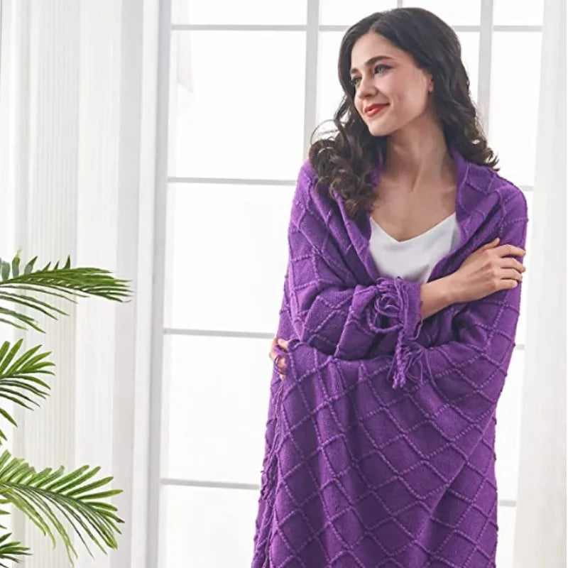 Rynx | purple diamond knit blanket