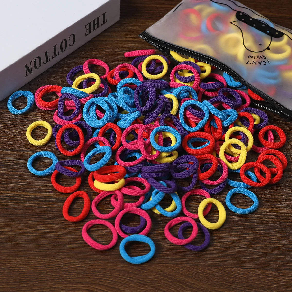 Rynx | 50/100pcs Colored Hair Ties for Kids: Elastic Hair Ties