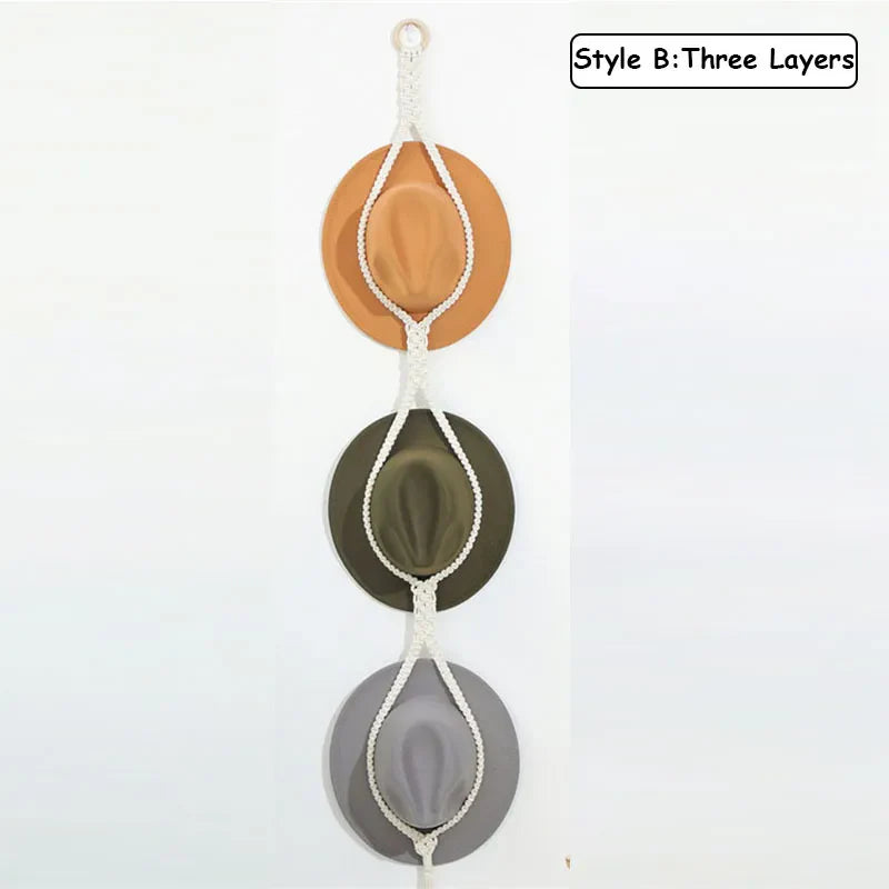Rynx | Nordic Boho Cotton Hanging Organizer: Hat & Scarf Storage with Macrame Tapestry Touch
