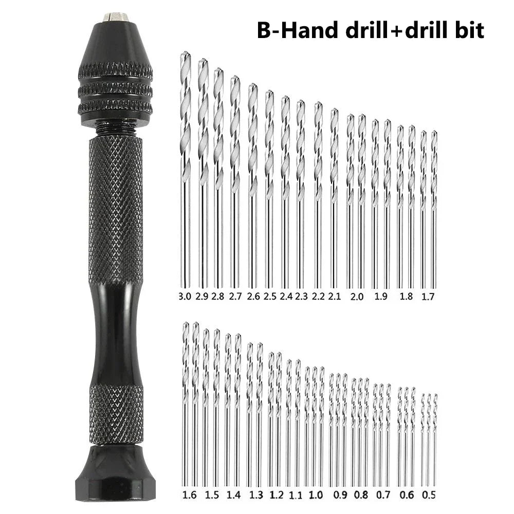 Rynx | Adjustable Manual Hand Drill With Keyless Chuck | Mini Micro Aluminum Hand Drill | HSS Steel Twist Drill Bit | Resin Mold Tools