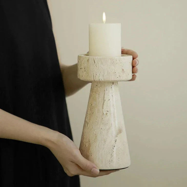 Rynx | Travertine Stone Candle Holder / Decor