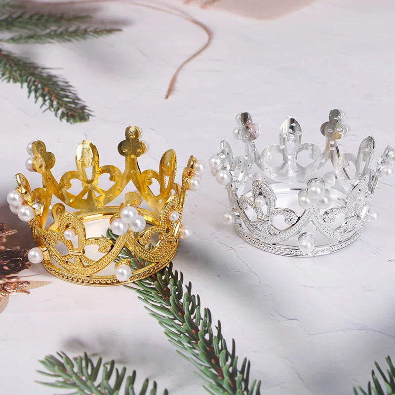 Rynx | Mini Pearl Crown Cake Topper – Romantic Garland & Hair Ornaments for Birthdays, Weddings & Parties