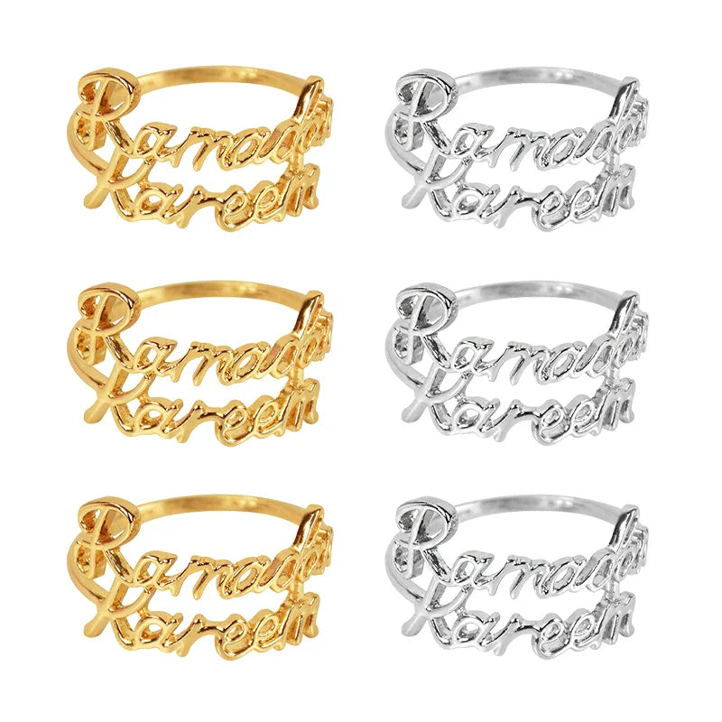 Rynx 2/6Pieces Ramadan Kareem Napkin Rings Eid Mubarak Muslim Islamic Dining Table Home Decoration Alloy Napkin Buckle Ramadan Gift