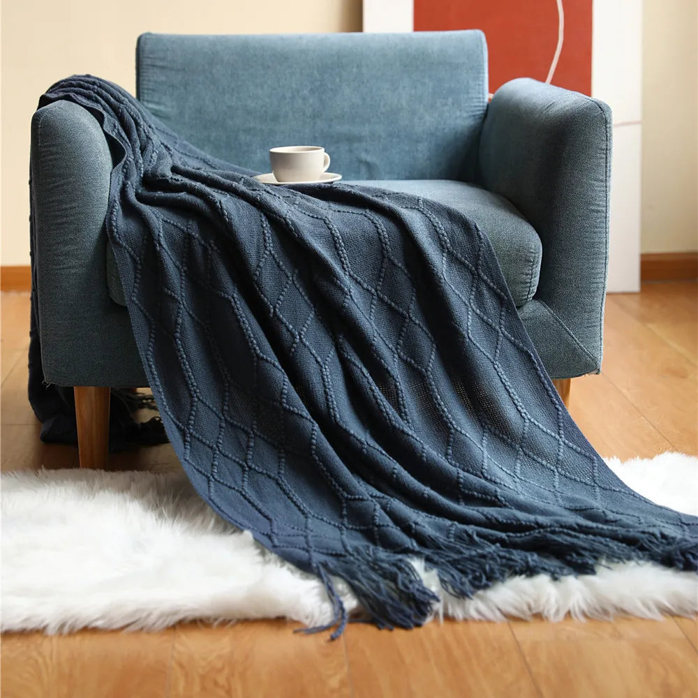 Rynx | purple diamond knit blanket
