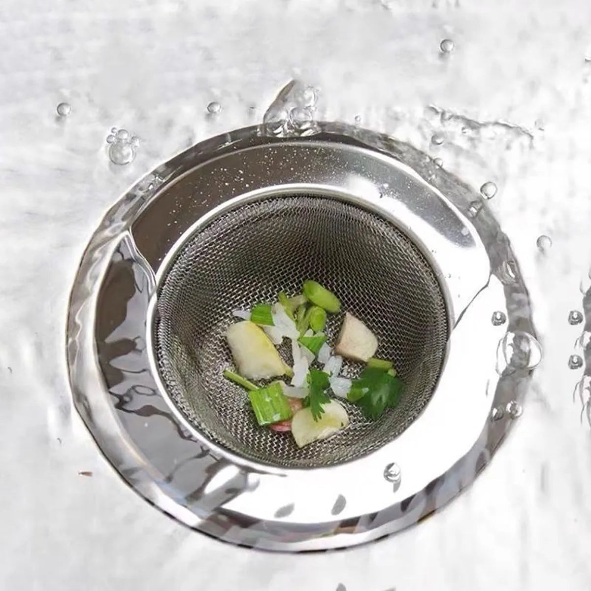 Rynx | Stainless Steel Kitchen Sink Strainer - Anti-Blocking Funnel, Hair Catcher for Basin, Floor Drain and Dishwasher