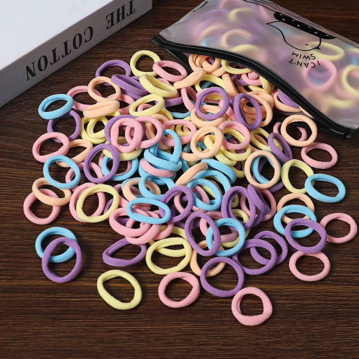 Rynx | 50/100pcs Colored Hair Ties for Kids: Elastic Hair Ties