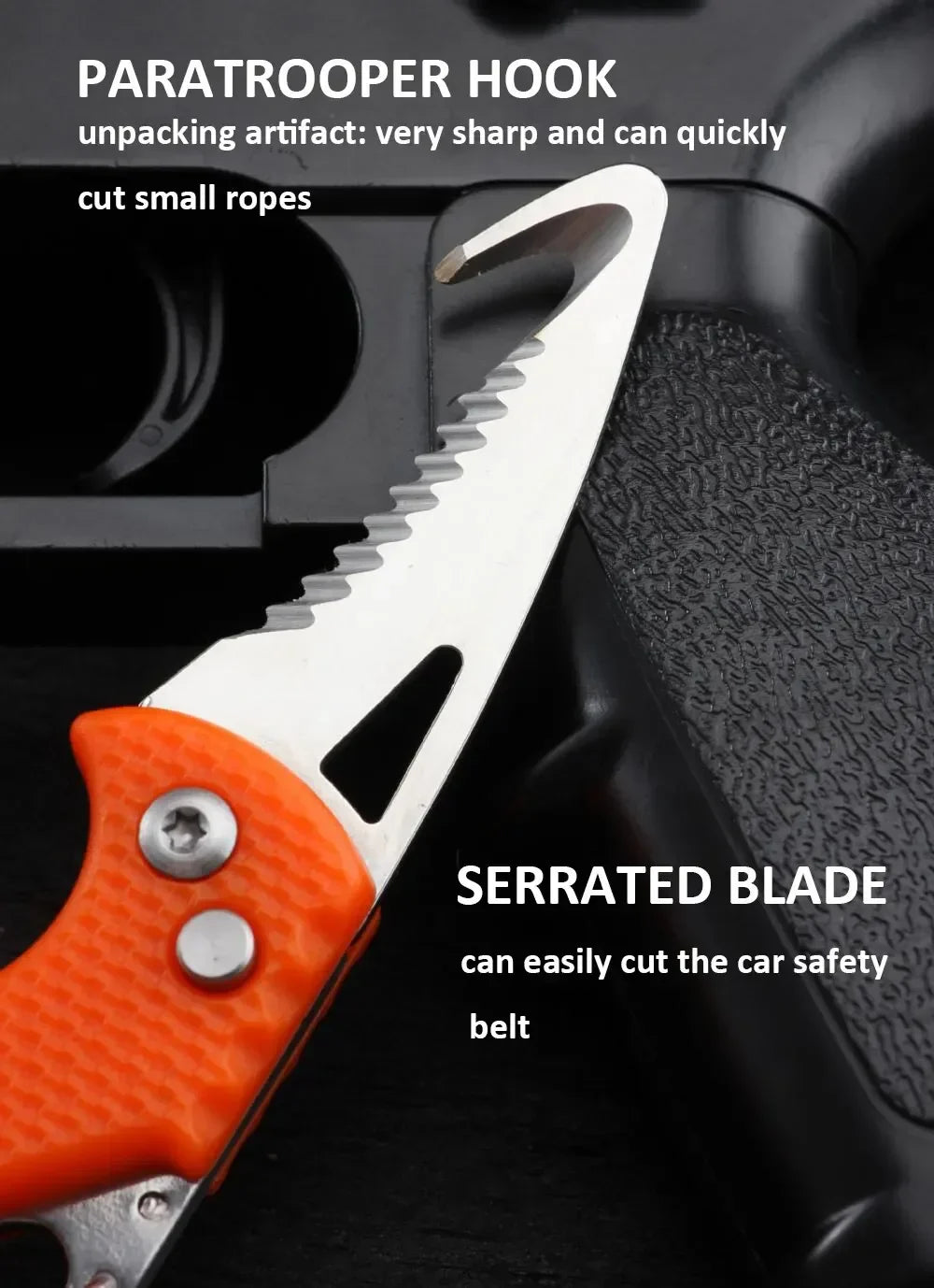 Rynx | Portable Folding Knife with Keychain - Serrated Hook Knife for Outdoor Camping, Express Package Gift, and Survival Tool Box Opener