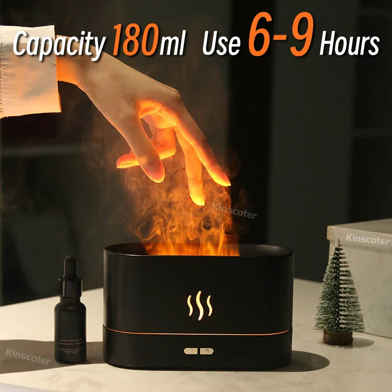 Rynx | Kinscoter Ultrasonic Cool Mist Maker - Aroma Diffuser Air Humidifier with LED Essential Oil Flame Lamp - Difusor Fogger