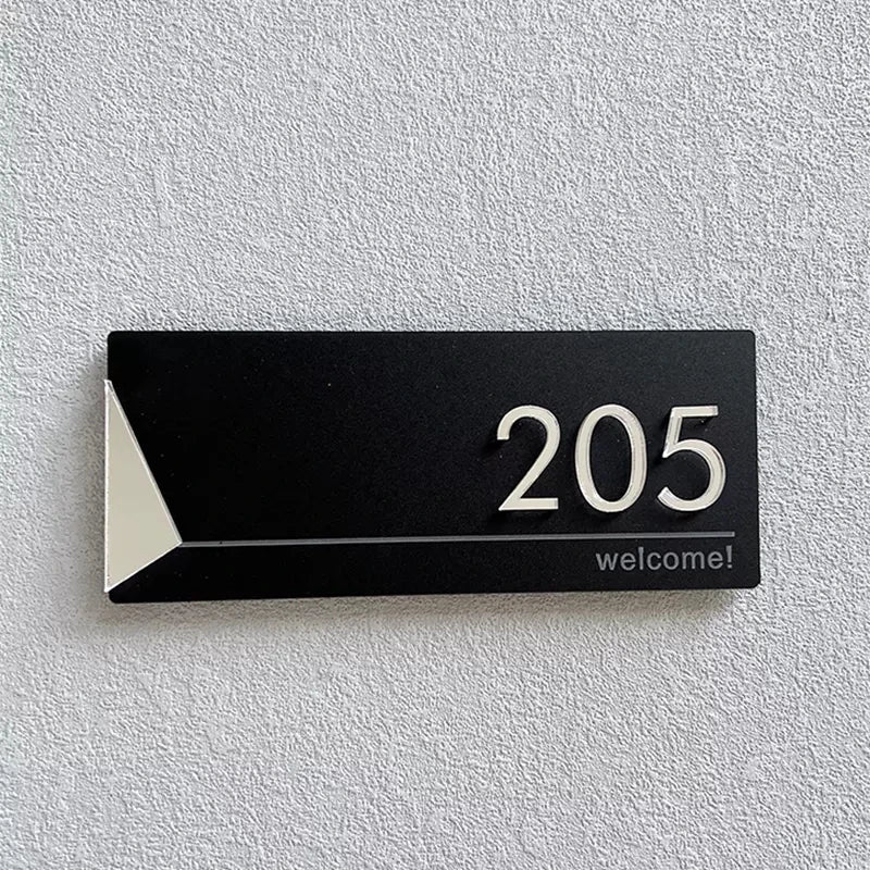 Rynx | Acrylic Modern Door Plate - Customizable Shop Sign with House Number, Family Name, and Address for Home, Office, or Hotel