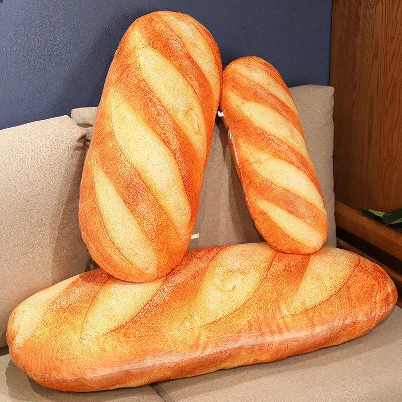 Rynx | French Bread Plush Pillow - Stuffed Food Plushie with Printed Images, Party Prop Decor, Perfect Sleeping Companion and Gift for Him