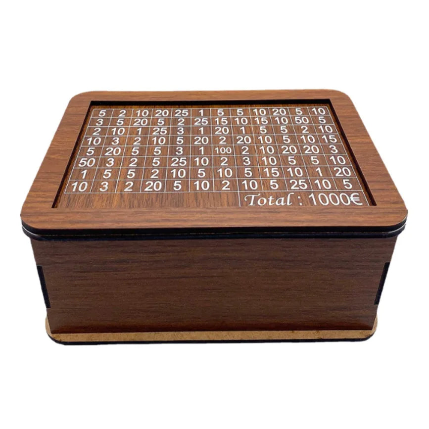 Rynx | Wooden Money Box Piggy Bank - Reusable Cash Bank with Savings Goal and Numbers for Encouraging Saving Habits