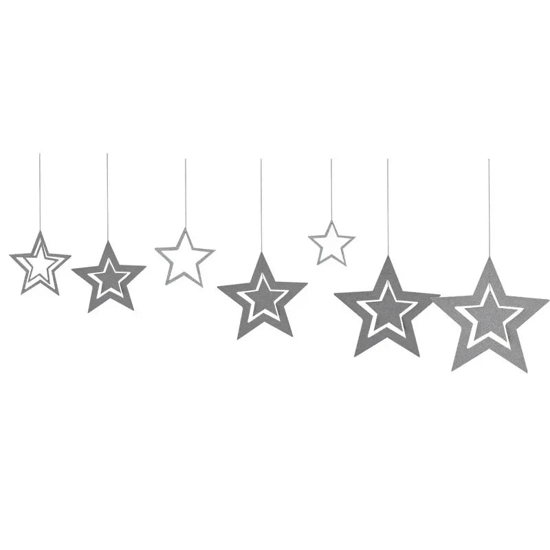 Rynx Rose Gold High Star Paper Garlands Banner Hanging for Wedding Christmas Decorations Kids Birthday Party Supplies Baby Party
