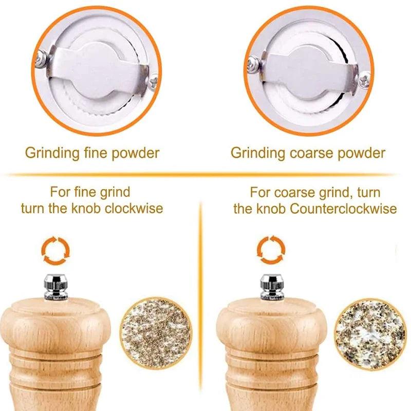 Rynx | Vintage Handcrafted Wooden Spice Mill Set - 6-Inch Gourmet Salt and Pepper Mills