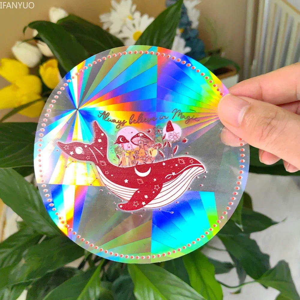 Rynx | PVC Self-Adhesive Glass Window Stickers | Sun Catcher Cat Moth Energy Suncatcher | Rainbow Prisms Sunlight Decals