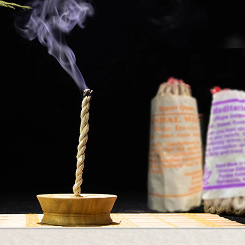 Rynx | 40pcs Handmade Nepal Rope Incense - White Sage and Cedar Aromatherapy, Sandalwood Fragrance for Yoga and Meditation
