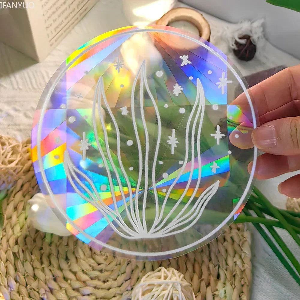 Rynx | PVC Self-Adhesive Glass Window Stickers | Sun Catcher Cat Moth Energy Suncatcher | Rainbow Prisms Sunlight Decals