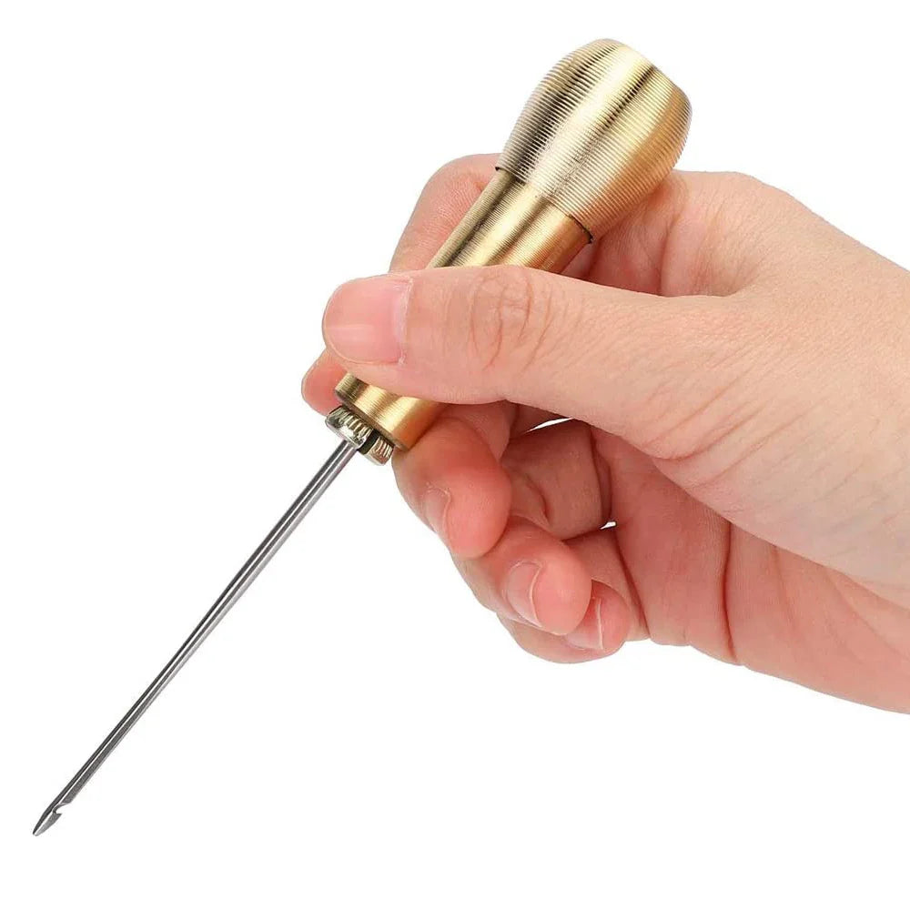 Rynx | 9 Piece Leather Sewing Kit - Includes Copper Handle Awl and Needle Set, Ideal for Repairing Leather, Canvas, Tents, and Shoes