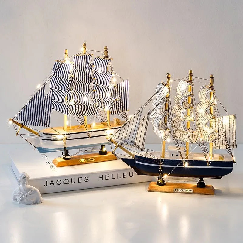 RYNX | New Wooden Sailing Boat Model Office Living Room Decoration Craft Nautical Decoration Creative Model Home Decor Birthday Gift