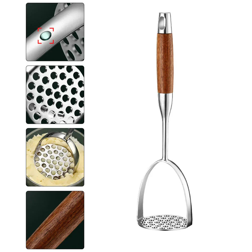 Rynx | Rvs Potato Masher - Wooden Handle - Sustainable And Efficient
